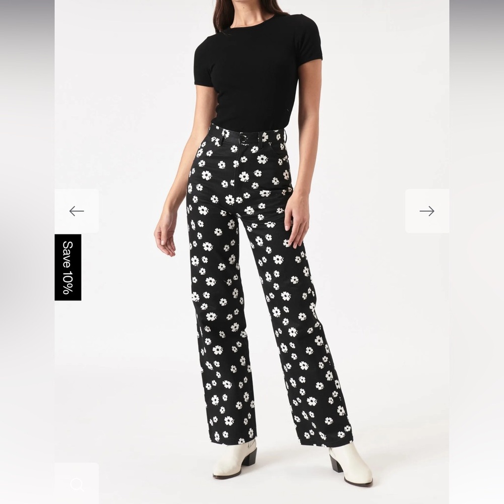 Rolla’s NWT X-Small Black Folk Floral Heidi Pant
